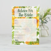 Sonnenblumenberater für das Brautduschenspiel Hinweiskarte (Stehend Vorderseite)