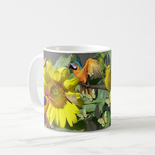Sonnenblumenbesucher Kaffeetasse (Vorderseite Links)