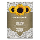 Sonnenblumenbirne und Hochzeitssteckkarten Tischnummer (Vorderseite)