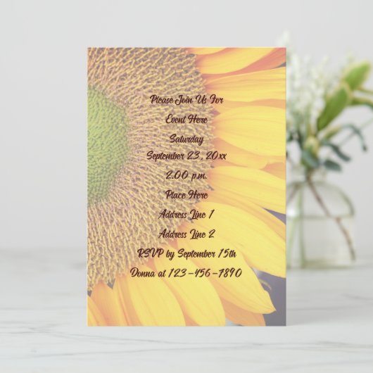 Sonnenblumenblätter Einladung (Stehend Vorderseite)