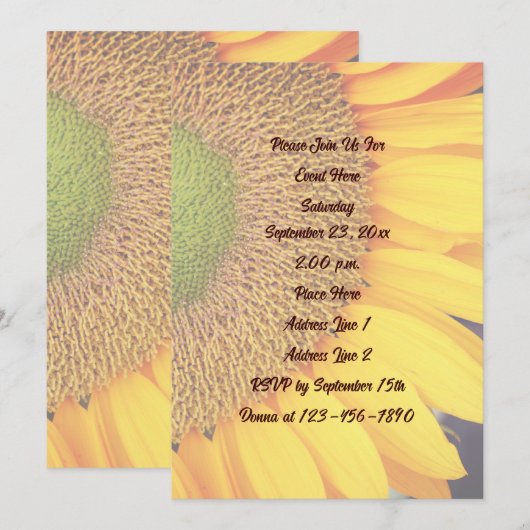Sonnenblumenblätter Einladung (Vorne/Hinten)