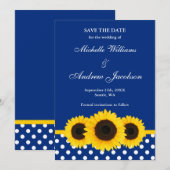 Sonnenblumenblau und weißer Polka-Punkt Save the D Date (Vorne/Hinten)