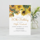 Sonnenblumenblume 80. Geburtstagsparty Einladung (Stehend Vorderseite)