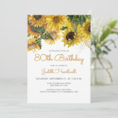 Sonnenblumenblume 80. Geburtstagsparty Einladung (Stehend Vorderseite)