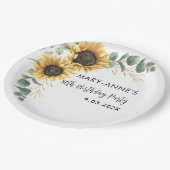 Sonnenblumenblume 80. Geburtstagsparty Pappteller (Schrägansicht)