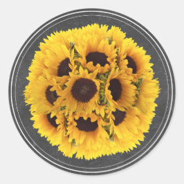 Sonnenblumenblume Bouquet Chalkboard Rustikale Hoc Runder Aufkleber