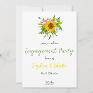 Sonnenblumenblume Bouquet Weißes Engagement Partei Einladung