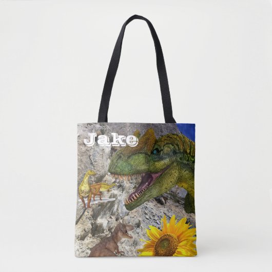 Sonnenblumenblume Dinosaurier Tote Beutel Tasche (Vorderseite)