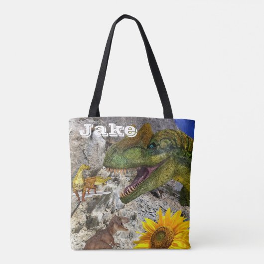 Sonnenblumenblume Dinosaurier Tote Beutel Tasche (Rückseite)