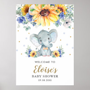 Sonnenblumenblume Elefantendusche Begrüßung Poster