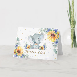 Sonnenblumenblume Elephant Baby Dusche Dankeskarte