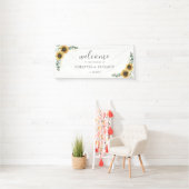 Sonnenblumenblume Eukalyptus Script Hochzeit Banner (Insitu)