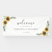 Sonnenblumenblume Eukalyptus Script Hochzeit Banner (Horizontal)
