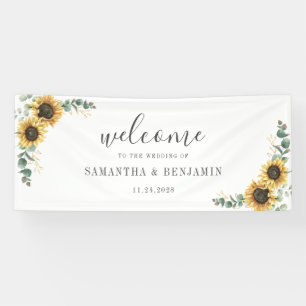 Sonnenblumenblume Eukalyptus Script Hochzeit Banner