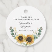 Sonnenblumenblume Eukalyptus Wedding Geschenkanhänger (Vorderseite)