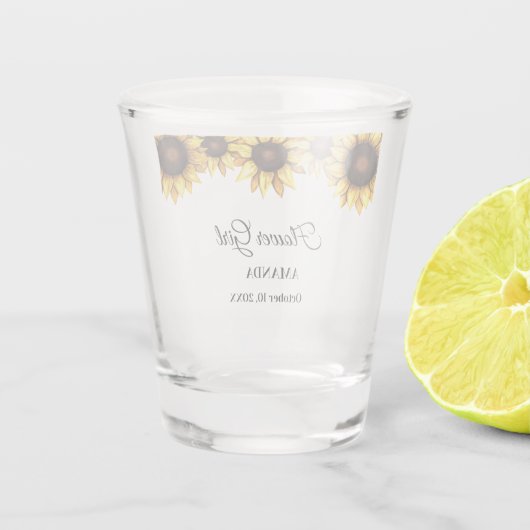 Sonnenblumenblume Mädchen Hochzeitsglas Schnapsglas (Rückseite)