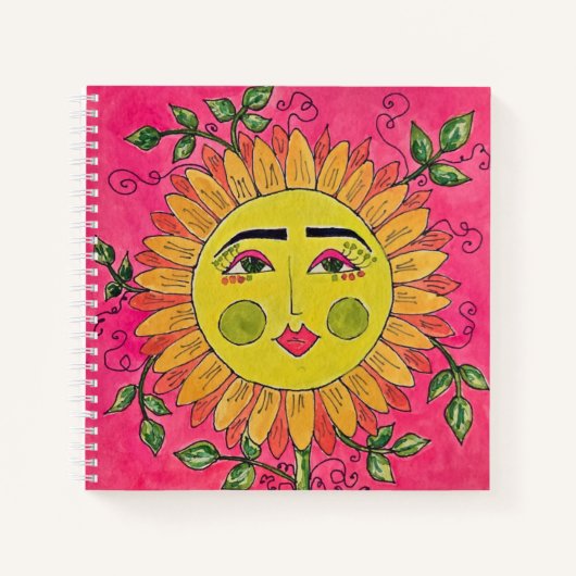 Sonnenblumenblume Mädchen-SpiralNotebook gestriche Notizblock (Vorderseite)