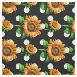 Sonnenblumenblume Polka-Punkte Textil Stoff