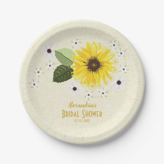 Sonnenblumenblume Rustikales Brautparty Hochzeit Pappteller (Vorderseite)