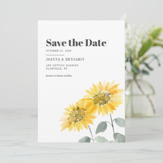 Sonnenblumenblume Save The Date (Stehend Vorderseite)