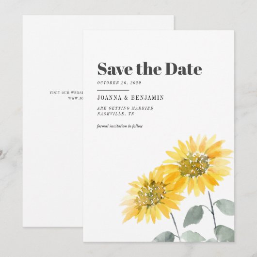 Sonnenblumenblume Save The Date (Vorne/Hinten)
