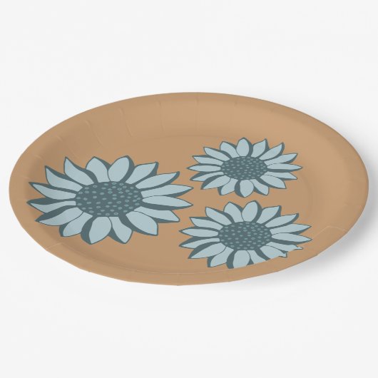 Sonnenblumenblumen Blumen Pappteller (Schrägansicht)