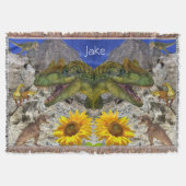 Sonnenblumenblüte Dinosaurier Throw Blanket Decke (Vorderseite)