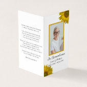 Sonnenblumenblüten Beerdigungsgebet Visitenkarten (Vorderseite)