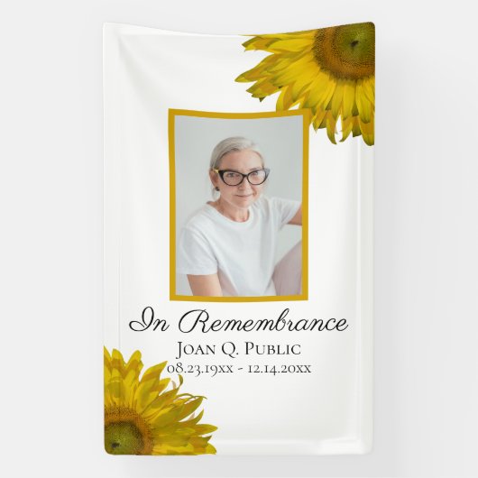 Sonnenblumenblüten feiern Lebensbeerdigung Banner (Vertikal)