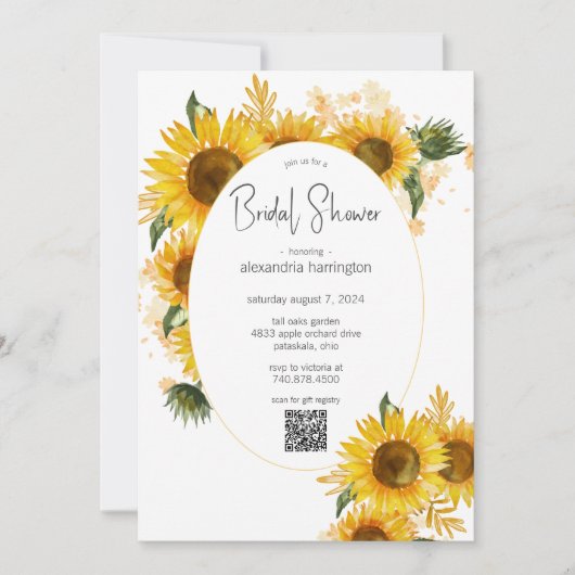SonnenblumenBouquets-Brautparty mit QR-Code Einladung (Vorderseite)