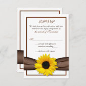Sonnenblumenbraun-Band-Hochzeitskarte RSVP (Vorne/Hinten)