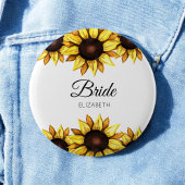Sonnenblumenbräune Weißgelbe Hochzeit Button