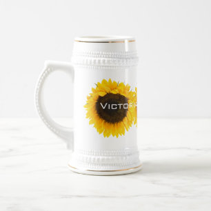Sonnenblumenbraut und Groom Wedding Stein Bierglas