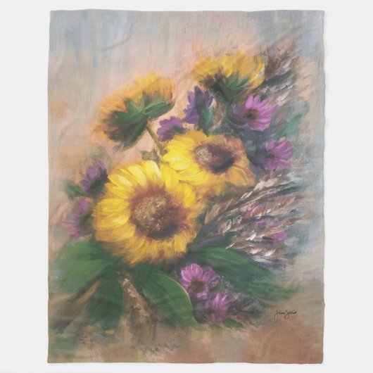 Sonnenblumenbrise Fleecedecke (Vorderseite)