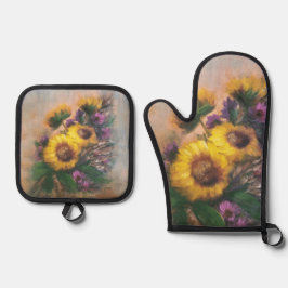 Sonnenblumenbrise von Jason Street Ofenhandschuh & Topflappen-Set