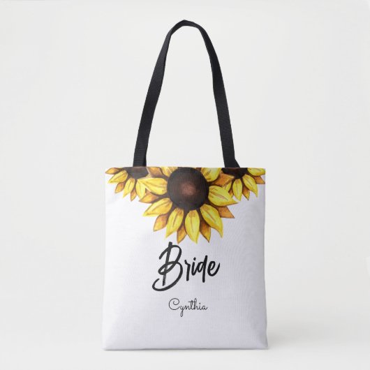 Sonnenblumenbrücke Hochzeitgelb Tasche (Vorderseite)