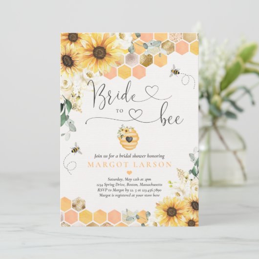 Sonnenblumenbrücke zum Brautparty Einladung (Stehend Vorderseite)