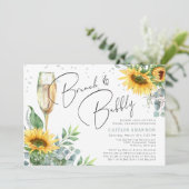 Sonnenblumenbrunch und Bubbly Brautparty Einladung (Stehend Vorderseite)