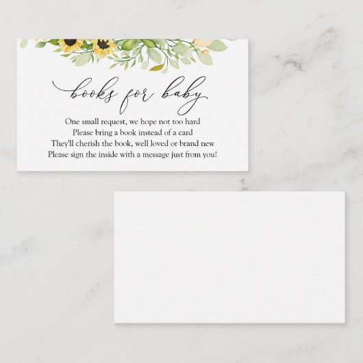 Sonnenblumenbücher für Babyanfragen Begleitkarte (Vorne/Hinten)