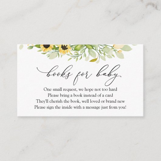 Sonnenblumenbücher für Babyanfragen Begleitkarte (Vorderseite)