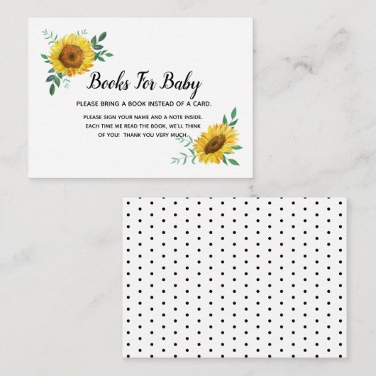 Sonnenblumenbücher für die Babyverpackungskarte Begleitkarte (Vorne/Hinten)