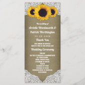 Sonnenblumenbühne und rustikale Hochzeitsprogramme Programm (Vorderseite)