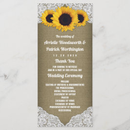 Sonnenblumenbühne und rustikale Hochzeitsprogramme Programm