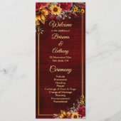Sonnenblumenburgunder Hochzeitsprogramm Menükarte (Vorderseite)