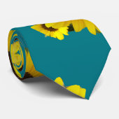 Sonnenblumencluster-Foto auf Aquamarinen Krawatte (Gerollt)