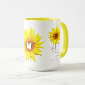 Sonnenblumencoffee-Tasse (Name und Mit Monogramm I Tasse (VorderseiteRechts)