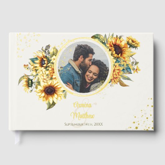 Sonnenblumencreme-Foto Hochzeit Gästebuch (Vorderseite)