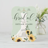 Sonnenblumencreme Hochzeitskleid Brautparty Einladung (Stehend Vorderseite)