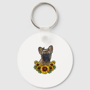 Sonnenblumendekor Frenchie für Hunde Lover Mama Hu Schlüsselanhänger