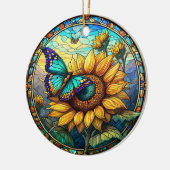 Sonnenblumendekor Keramik Gestaltete verglaste Opt Ornament (Links)